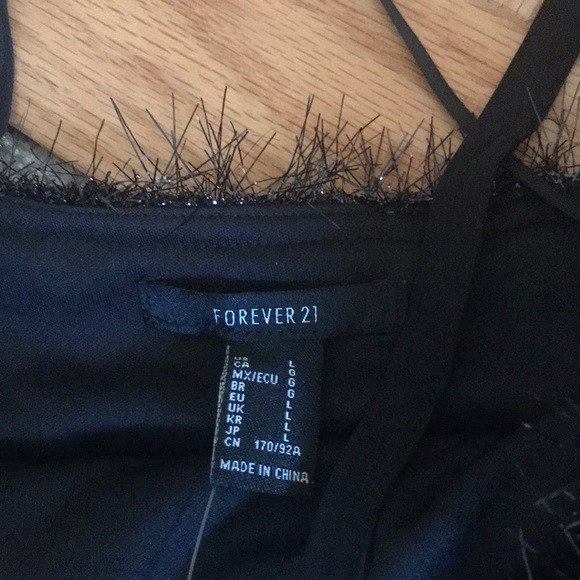 *New* Fuzzy/Furry Tinsel Spaghetti Crop Top - Picture 3 of 3